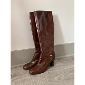 Salvatore Ferragamo Brown Leather Riding Boots - Size 7.5